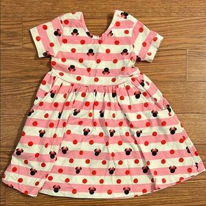 Hanna Andersson - Disney Minnie Mouse Pink and White Striped Kids Dress - 3T